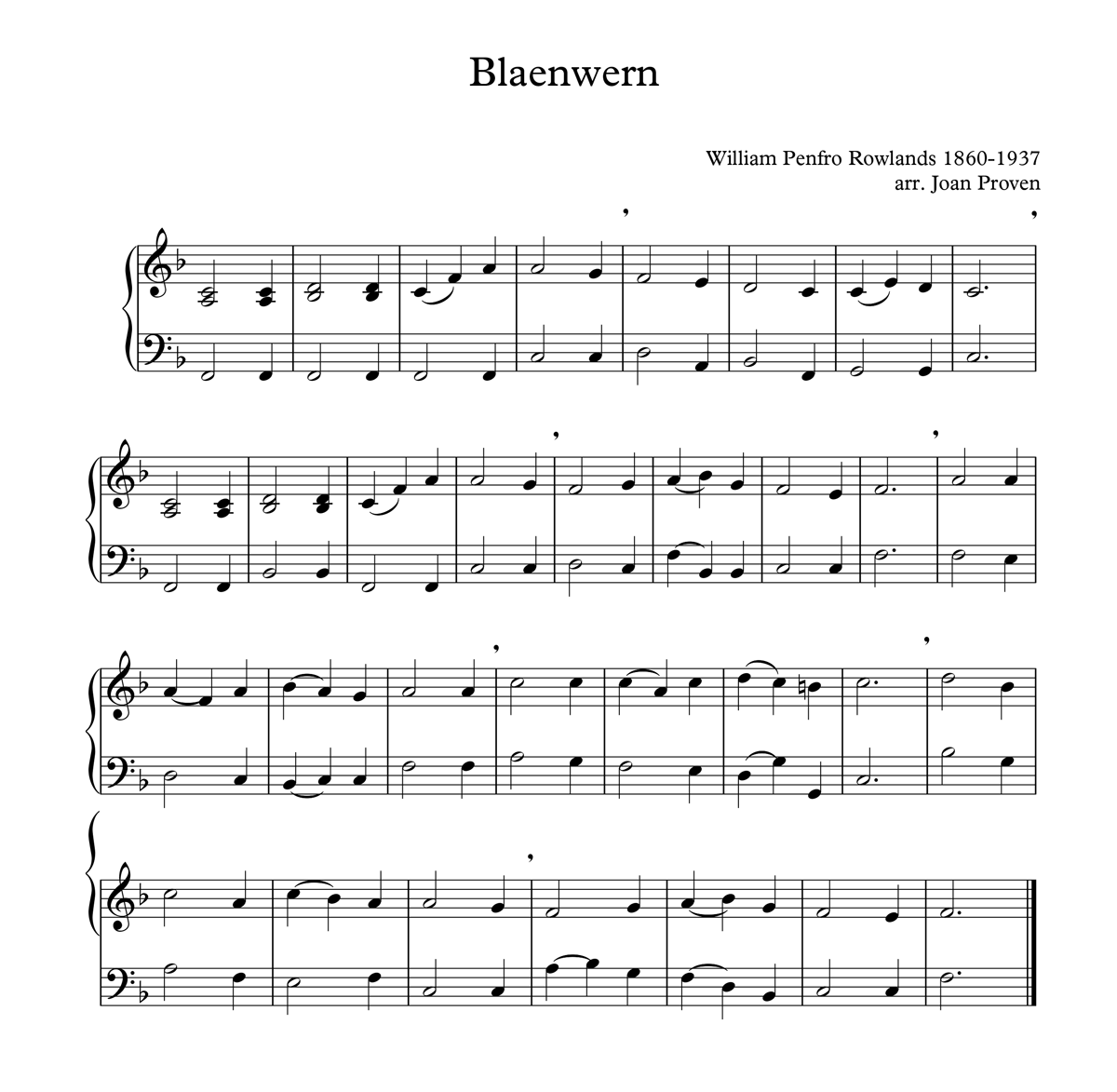 image of blaenwern full score