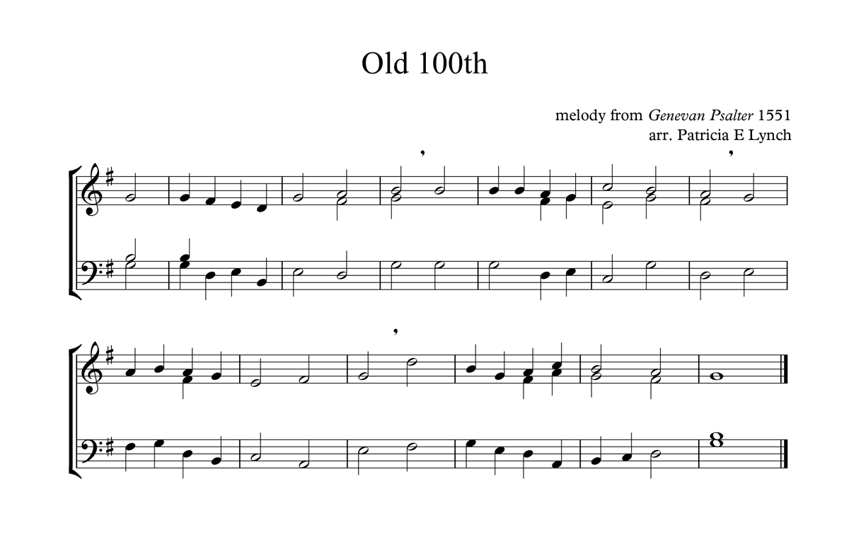 image of old 100th full score